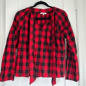 Madewell red&black LS Buffalo check w/ necktie.